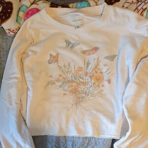 American Eagle Outfitters Cream Ribbed Sweater
